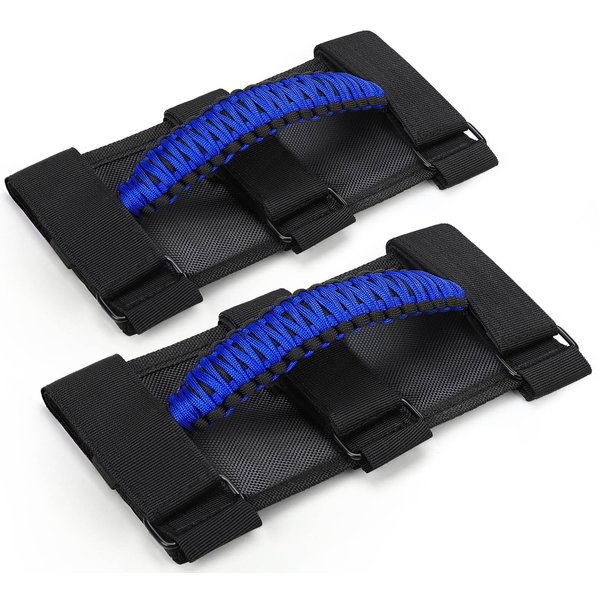 moveland Grab Handles for Jeep Wrangler - Upgrade Metal Buckle Paracord Grip Handle - Roll Bar Grab Handles for Jeep Wrangler JL, JK, TJ, YJ & Jeep Gladiator Accessories (2PACK)