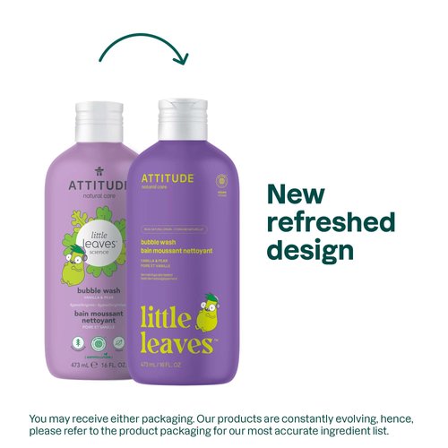 ATTITUDE Bubble Wash for Kids, EWG Verified Bubble Bath, Hair Shampoo and Body Soap, Dermatologically Tested, Plant- and Mineral-Based, Vegan, Vanilla & Pear, 16 Fl Oz