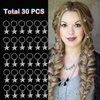 Flosius 30PCS Silver Star Hair Clips Braid Jewelry Hair Charm Five-pointed Stars Pendant Dreadlock Jewelry for Hair Clips Accessories (C)