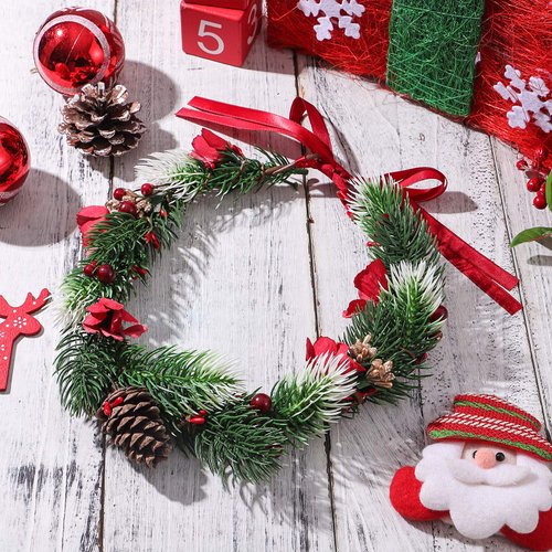 Minkissy Christmas Flower Crown Flower Hairband Christmas Headband Floral Wreath Garland With Holly Berry Leaves Christmas Hair Accessories For Woman Girls