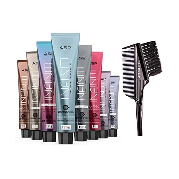 ASP Affinage INFINITI Ultra-Low Ammonia Permanent Hair Color Dye Haircolor w/Shea Butter & Argan (w/Sleek 3-in-1 Brush Comb) Infinity Intelligent Colour (4.0 Medium Brown)