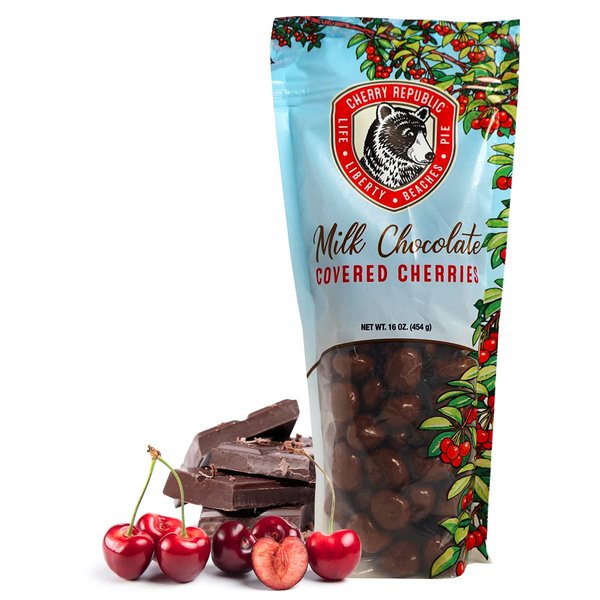 Cherry Republic Chocolate Cherries - Authentic & Fresh Milk Chocolate Covered Cherries Straight from Michigan - Milk Chocolate, 16 Ounces