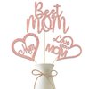 Happy Mother's Day Centerpiece Sticks,Best Mom/Love You Mom Decorations,We Love Mom Theme Mom's Day Birthday Party Supplies for Women 12 pcs Rose Gold