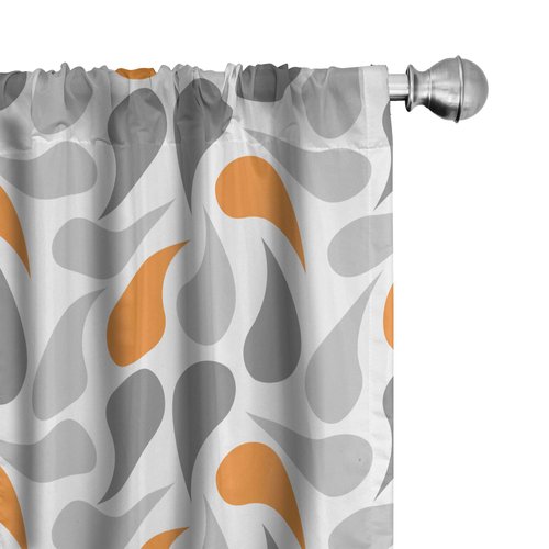 Ambesonne Geometric Window Curtains, Cultures Motif Traditional Teardrop Pattern Vintage Palette, Lightweight Decor 2-Panel Set with Rod Pocket, Pair of - 28" x 63", White Orange