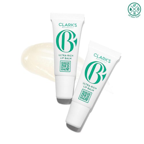 Clark's Botanicals Mini Ultra Rich Lip Balm: Travel Size Plumping Moisturizer with Collagen and Shea, Mango & Avocado Butter + Vitamin E, Stimulating Organic Lip Treatment | 0.14 fl oz (Pack of 2)