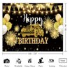 Black and Gold Happy Birthday Backdrop Banner for Women Men Birthday Party Backdrop, Classic Car Happy Birthday Sign Party Decorations Supplies (10X8FT, Polyester)
