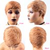 VRVogue Short Human Hair Pixie Wigs Pixie Cut Short Black Wavy Wigs Layered Short Human Hair Wigs for Black Women (Pixie Cut Wigs, 27#)