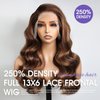 Lemoda Full 13x6 Highlight Body Wave Lace Frontal Human Hair Wigs 250% Density Medium-length Ombre P4/27 Piano Color Bob Wigs 12A HD Transparent Lace Wig For Women Pre Plucked Natural Hairline 16Inch