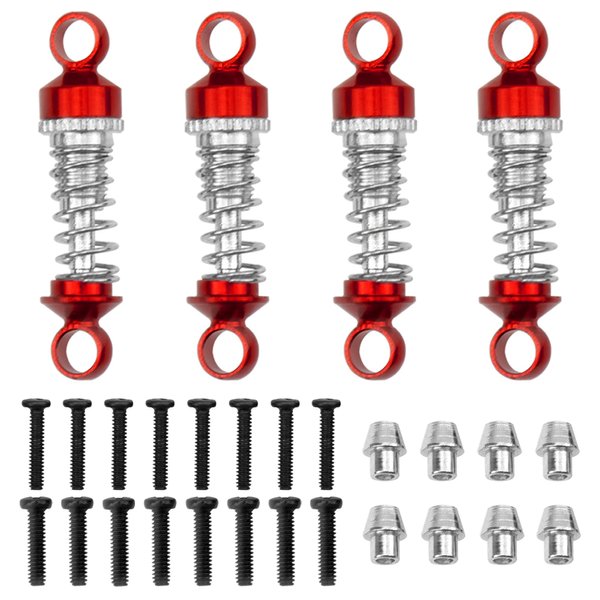 4Pack Vgoohobby 1/28 Shock Absorber Damper Suspension Shocks Upgrade Parts Compatible with WLtoys 1/28 284131 K979 K989 K999 RC Car (Red)