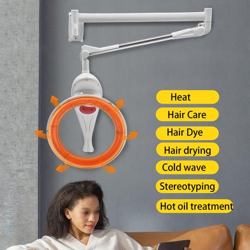 Hair Color Processor, Orbiting Rotating Hair Processor, Hair Salon Color Processor Dryer, Hair Dryer Accelerator with Rolling Base, 6 Mode Salon Hair Conditioner/Perm, White