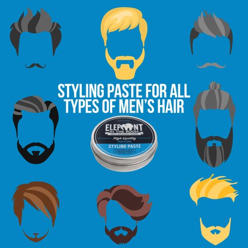 Elephant in the Room Styling Paste Men’s Grooming Lounge - Water Soluble Cream Paste for Men - Strong Styling Cream Paste for Medium to Thick Men’s Hair - 7 Out 10 Hold + Matte, Natural Finish wit