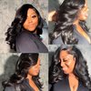 Aorbige Invisible Melt Skin HD Swiss Lace Front 13x6 Virgin Human Hair Wigs, Natural Black Color Body Wave Style 180% Density Hair Pre Plucked Hailine with Baby Hair for Black Women 26inch