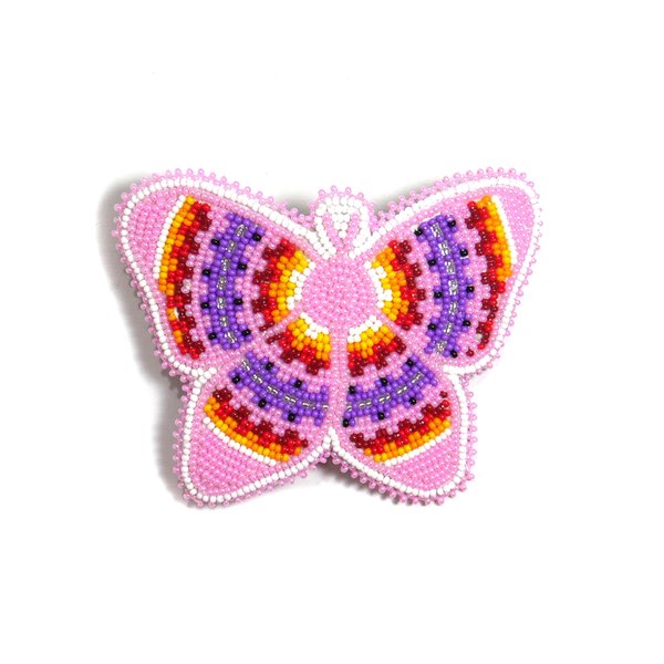 Beaded Hair Clips Native American Style Handmade Collection (Butterfly (Baby Pink))