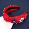 mokkia 4th of July Headband for Women American Flag Star Knotted Headbands Red White and Blue Rhinestone Crystal Top Knot Headbands Patriotic 4th of July Accessories Party Favors (American Star 6)