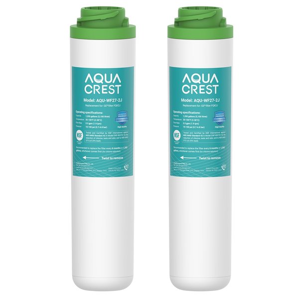 AQUACREST FQK2J Under Sink Water Filter, Replacement for GE FQK2J, FQK1K, 1320 Gallons Dual Flow Drinking Water Replacement Filters (2 Count)