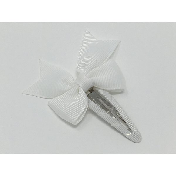 Snap Clip, Hair Bow, White Hair Bow, Christening Hair Bow, Baptism, First Communion, Flower Girl, Confirmation