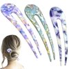 3PCS U Shaped Hair Pins For Girls Hairstyle, Acetate French Style Hair Pin Fork, Vintage Thicker Hair Clips 4.7” (Elegant)