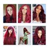 Miz Barn Lace Frontal Wigs 13X4X1 Human Hair Body Wave Wig Pre Plucked Lace Front Wigs Human Hair Brazilian Virgin Hair Lace Frontal Wig with Baby Hair Deep Curly Wigs for Women 26 Inch (BURGUNDY#)