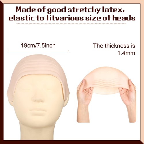 Chunyin 12 Pieces Halloween Bald Caps Set Includes 6 PiecesChunyin Latex Bald Cap and 6 Pieces Wig Scull Cap for Women Men Adults Kids Teens Halloween April Fools Decorations Party Supplies