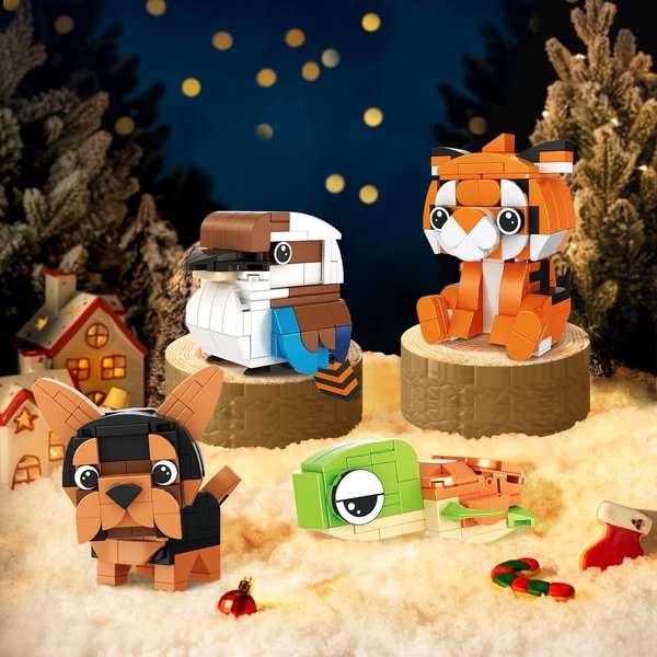 Kimiangel Party Favors for Kids, 12 Pack Mini Animals Building Blocks Sets for Goodie Bags, Prize Box Toys for Kids, Fillers, Prizes, Christmas Birthday STEM Educational Brick Kits(1222 Pcs)