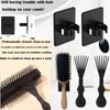 Curly Hair Brush Comb Holder, Curl Defining Brush Comb Cleaner Tool, 2 Pcs Comb Holder and 1pcs Comb Cleaner Tool, Comb Holder No-Drill, Suitable for Most Combs, for Home Or Salon Use. (black)