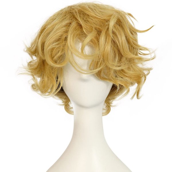 HUNIGIR Blonde Wig for Men Short Fluffy Blonde Wig Curly Male Wig Heat Resistant Synthetic Cosplay Costume Hair Wig (Blonde)