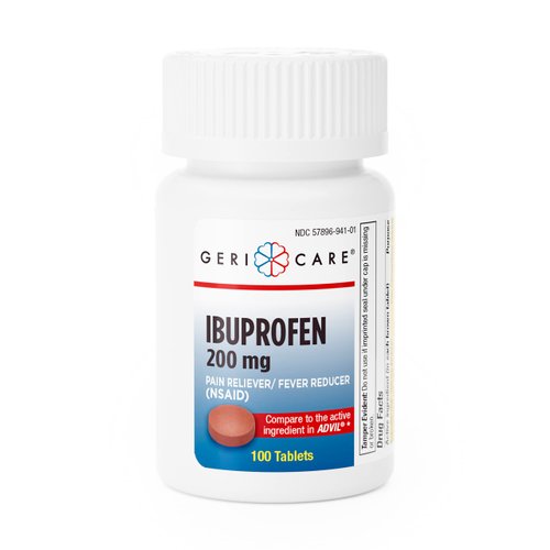 GeriCare Ibuprofen 200mg, Pain Reliever, Fever Reducer, Relieves Body Aches, 100 Count (Pack of 1)