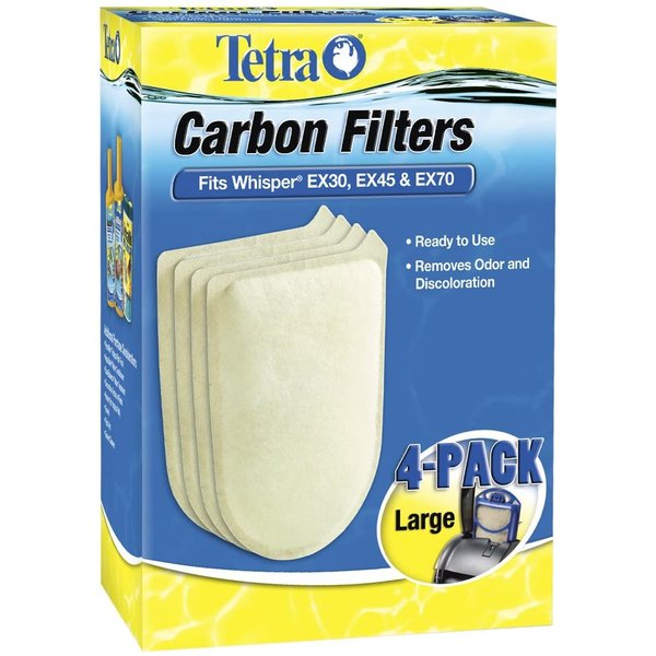 Tetra Carbon Filters for Aquariums, Fits Whisper EX Filters, Cleans Aquarium Water, 4 Count