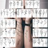 15 Sheets FANRUI Tiny Branch Black Flower Temporary Tattoos For Women Girl Floral Bouquet Small Tattoo Temporary Wild Plant Lavender Sweet Pea Larkspur Fake Tatoo Adults Face Hands Kids Kit Sticker