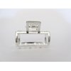 Tiny small silver tone rectangle metal hair claw clip