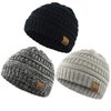 Durio 0-2 years Warm Winter Baby Beanies for Boys Soft Thick Cozy Knitted Toddler Infant Winter Hat Babies Caps 3 Pack Black & Light Grey & Black White