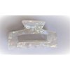 Generic Pearly white iridescent rectangle marbled hair claw clip (Size: 4), 1 Count (Pack of 1)