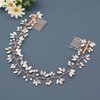 Ammei Headpiece Crystal Bridal Headpiece Wedding Headband With Genuine Freshwater Pearls And Combs Hair Accessories For Bride Bridesmaid (Rose Gold)