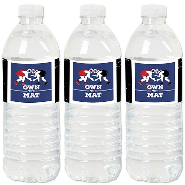 Big Dot of Happiness Own the Mat - Wrestling - Birthday Party or Wrestler Party Water Bottle Sticker Labels - Set of 20