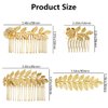 4 PCS Leaf Hair Side Combs, Gold Leaf Hair Comb Clips with Teeth Gold Hair Barrette Rhinestone Wedding Headpiece Hair Accessories for Women, Girls, Bride, Bridesmaid