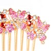 Sankuwen Women Rhinestone Inlaid Butterfly Hair Comb Hairpin Barrette Accessory (Style-B,Pink)