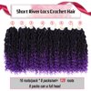 Purple River Locs Crochet Hair 8 Packs 12inch Short Boho Faux Locs Crochet Hair Curly Faux Locs Wavy Crochet Hair with Curly Ends Boho Style Synthetic Hair Extensions (12" 8Packs 1B/purple#)