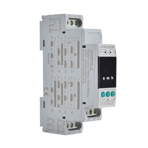 CNAODUN Cyclic Time Delay Relay Digital Display Dual Outputs HYCRT8S-J2 AC/DC 24-240V Button Adjustment Cycle Time Relay DIN Rail Mount Type