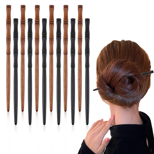 12Pcs Wooden Hair Sticks Hair Chopsticks for Women, Bamboo Shape Hair Pins for Long Hair, Hair Stick Pin for Buns, Decorative Hair Holder for Women Hair Accessories