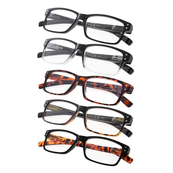 Gr8Sight Reading Glasses 5-Pack Spring Hinges for Women and Men Readers