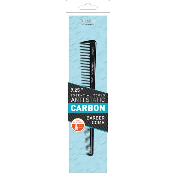 DONNA ANTI STATIC CARBON COMBS 7.25" BARBER COMB Great for All Hair Type, Hair Styling Comb for Women, Men and Salon
