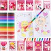 BenLouis 24 Valentines Day Mini Coloring Books Kids with 24 Stacking Crayons Valentines Day School Party Favors Activity Books Bulk for Kids Valentine's Day Goodie Bag Gift Stuffer Classroom Reward