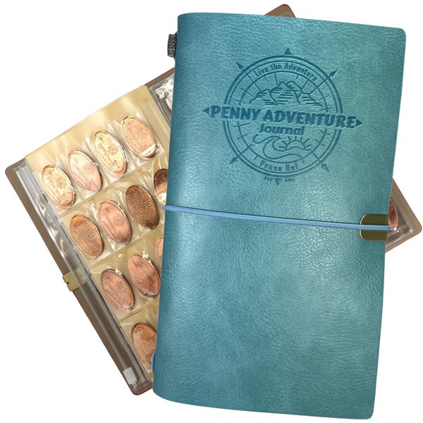 Pennybandz The Penny Journal Holds 146 Coins the Ultimate Souvenir Penny Collecting Book for your Coin Collection Holds 128 Pressed Pennies and 18 Pressed Quarters or Nickels (Thundercloud Gray)