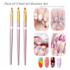 FULINJOY 3 Pcs Rose Gold Round Nail Art Brush Set Nail Painting Brush Manicure Tool UV Gel 3D Nail Brush Pens(7mm/8mm/9mm)