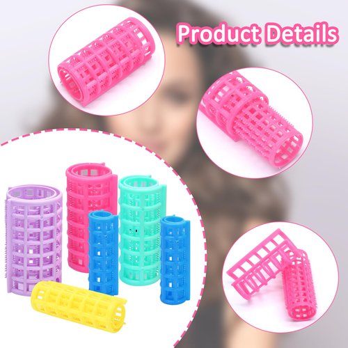 Coufce 36 Pieces Self Grip Plastic Hair Roller Set, 5 Sizes Curlers Snap on Hair Curlers Set for Short Long Hair