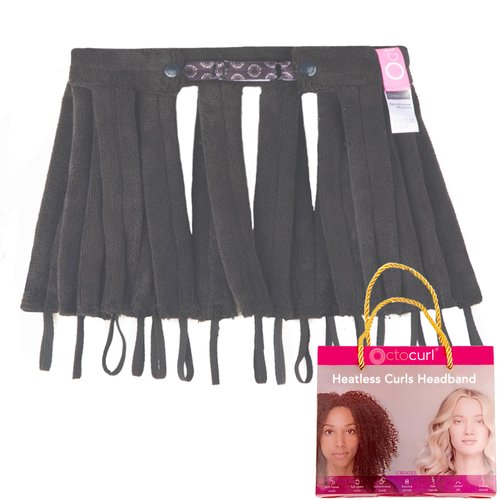Octocurl Heatless Hair Curler - Microfiber Hair Curlers for Overnight Curls - Rollers Hair Curlers for Wet Hair - Hair Curlers to Sleep In - Heatless Curls Headband (Short Hair - Black Beauty)