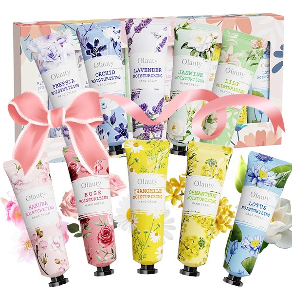 10 Pack Mini Hand Cream for Dry Cracked Hands, Moisturizing Hand Cream Gifts Set for Women,Floral Hand Lotion Mini Travel Size Set for Birthday Gifts,Teacher Appreciation Gift,Nurse Week Gift