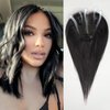 HAIRCUBE Remy Human Hair Toppers for Women, 100% 3.5in*4in Hand-Tied Hair Toppers with Swiss Lace Base 12in - Natural Black