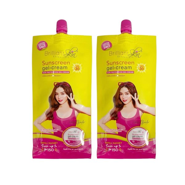 2 Sachets Brilliant Skin Essentials Sunscreen Gel-Cream UVA/UVB Protection SPF 30, 50g