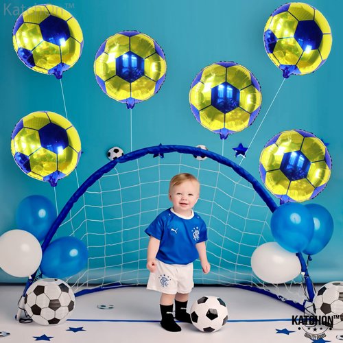 KatchOn, Soccer Balloons for Soccer Party Decorations - 18 Inch, Pack of 6 | Soccer Ball Balloons for Soccer Senior Night Decorations | America Soccer Birthday Party Decorations | Soccer Decorations